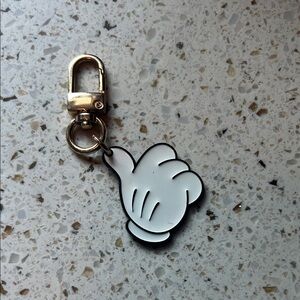 Disney Mickey Mouse- White Hand Charm Keychain with gold accents